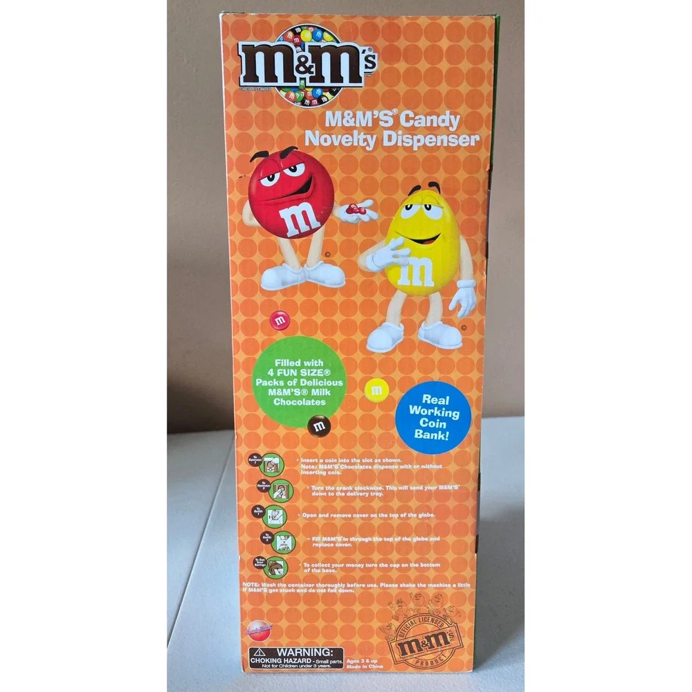 M&Ms Candy Novelty Dispenser with Real Working Coin Bank Blue M‎ M Candy